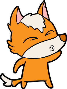 Bir insan tarafından çizilmiş tilki çizgi film karakteri