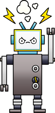 Bir insan tarafından çizilmiş bir robotun gölgelenmiş çizimi