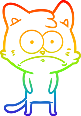 Gökkuşağı gradyan çizgi çizimi Bir insan tarafından çizilmiş gergin kedi