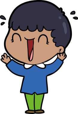 Bir insan tarafından çizilmiş gülen karikatür adam.