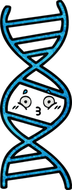 Bir insan tarafından çizilmiş DNA ipliğinin retro grunge desen karikatürü