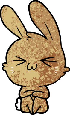 Bir insan tarafından çizilmiş şirin çizgi film tavşanı.