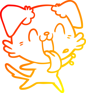 Bir insan tarafından çizilmiş çizgi film köpeğinin sıcak çizgi çizimi