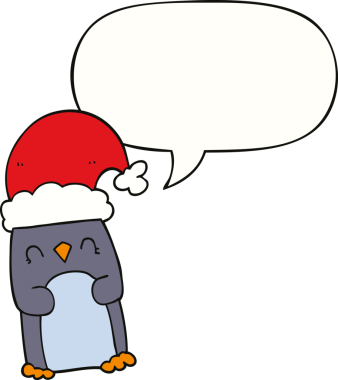 Bir insan tarafından çizilmiş konuşma balonu olan penguen çizgi filmi.