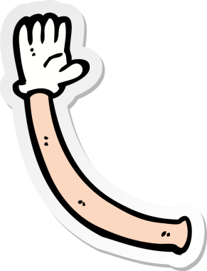 Bir insan tarafından çizilmiş bir karikatür kolunun çıkartması.