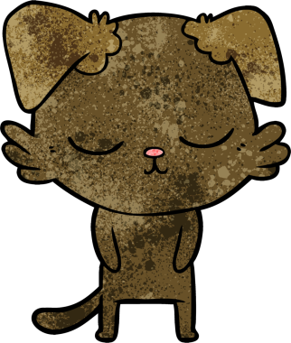 Bir insan tarafından çizilmiş şirin bir çizgi film köpeği.