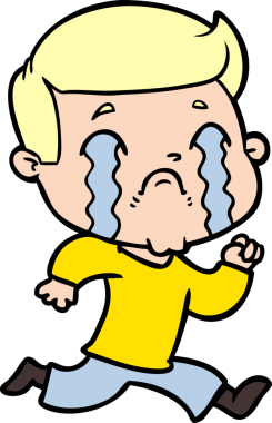 Bir insan tarafından çizilmiş ağlayan çizgi film adamı.