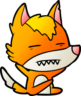 Bir insan tarafından çizilmiş tilki çizgi film karakteri