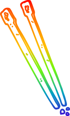 Bir insan tarafından çizilmiş ahşap yemek çubuklarının çizimi.