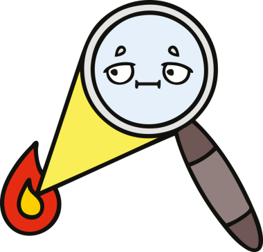 Bir insan tarafından çizilmiş bir büyüteç karikatürü.