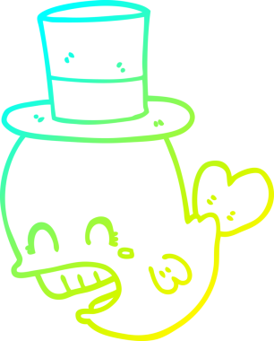 Bir insanın çizdiği şapkayı takan bir balinanın çizimi.