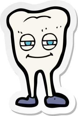Bir insan tarafından çizilmiş gülümseyen diş etiketi.
