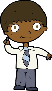 Bir insan tarafından çizilmiş bir fikri olan karikatür okulu çocuğu.