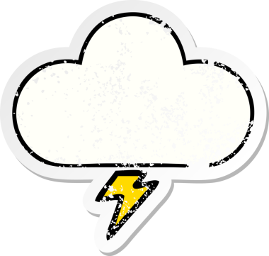 Bir insan tarafından çizilmiş tatlı bir gökgürültüsü bulutunun sıkıntılı çıkartması.