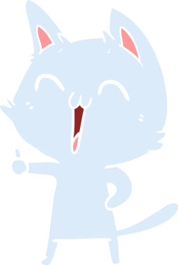 Bir insan tarafından çizilmiş mutlu düz renkli çizgi film kedisi