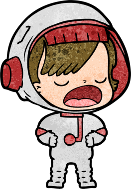 Bir insan tarafından çizilmiş konuşan astronot çizgi filmi.