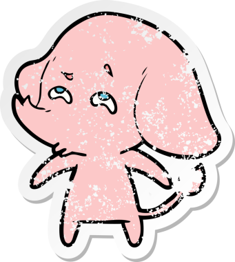 Bir insan tarafından çizilmiş karikatür filinin sıkıntılı çıkartması