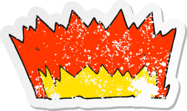 Bir insanın çizdiği karikatür patlamasının gerilimli retro çıkartması.