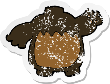 Bir insan tarafından çizilmiş siyah ayı vücudunun gerilimli çıkartması.