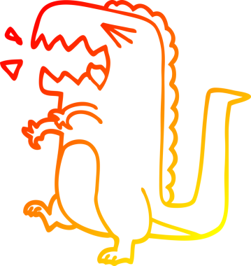 Bir insan tarafından çizilen kükreyen bir dinozorun sıcak çizgi çizimi