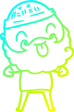 Soğuk gradyan çizgisi, sakallı bir adamın bir insan tarafından çizilmiş dili.