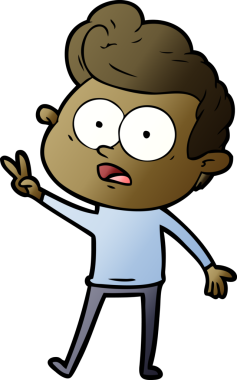 Bir insan tarafından çizilmiş çizgi film bakışlı adam.