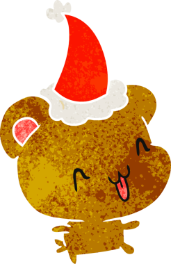 Bir insan tarafından çizilmiş Kawaii ayısının eski bir Noel karikatürü.