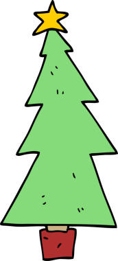 Bir insan tarafından çizilmiş karikatür noel ağacı