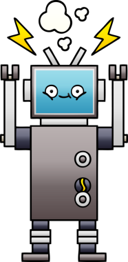 Bir insan tarafından çizilmiş bir robotun gölgelenmiş çizimi