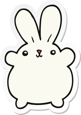 Bir insan tarafından çizilmiş şirin bir tavşanın çıkartması.