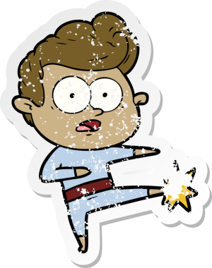 Bir insan tarafından çizilmiş, kederli bir çizgi film çıkartması.