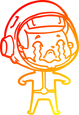 Bir insan tarafından çizilmiş, ağlayan bir astronotun sıcak çizgi çizimi