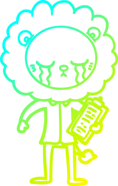 Bir insan tarafından çizilmiş ağlayan bir aslanın soğuk gradyan çizgisi.