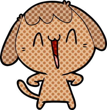 Bir insan tarafından çizilmiş şirin bir çizgi film köpeği.