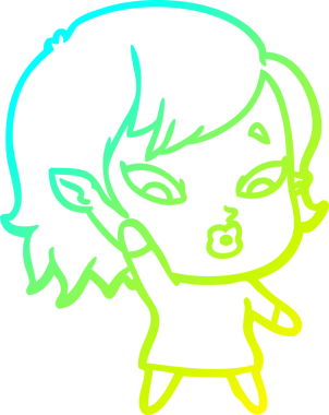 Soğuk gradyan çizgisi, bir insan tarafından çizilmiş şirin bir vampir kız çizgi filmi.