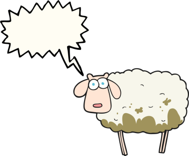 Bir insan tarafından çizilmiş serbest konuşma balonu karikatürü çamurlu koyunlar