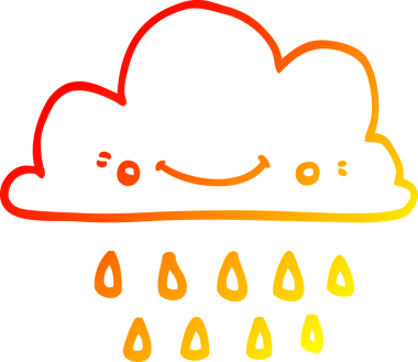 Bir insan tarafından çizilmiş bir karikatür fırtına bulutunun sıcak çizgi çizimi