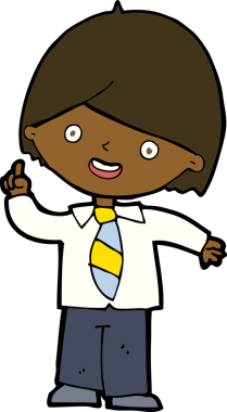 Bir insan tarafından çizilen soruyu cevaplayan karikatür okulu çocuğu.