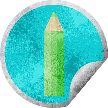 yeşil renkli kalem grafik vektör illüstrasyon dairesel çıkartması bir insan tarafından çizildi