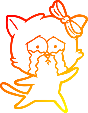 Bir insan tarafından çizilmiş çizgi film kedisinin sıcak çizgi çizimi