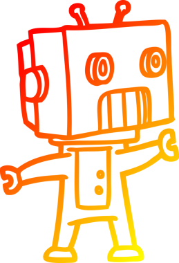 Bir insan tarafından çizilen çizgi film robotunun sıcak çizgi çizimi