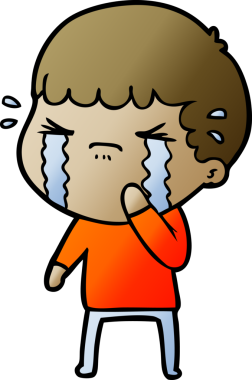 Bir insan tarafından çizilmiş ağlayan çizgi film adamı.