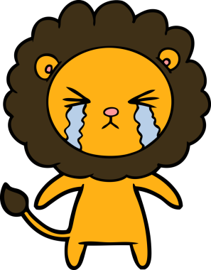 Bir insan tarafından çizilmiş ağlayan bir aslan.