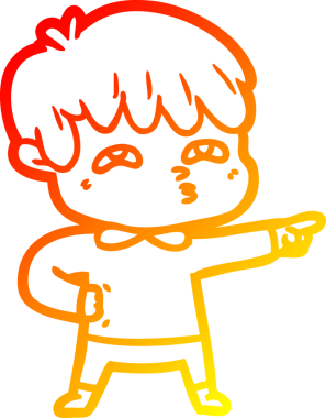 Bir insan tarafından kafası karışmış bir çizgi film karakterinin sıcak çizgi çizimi