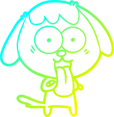 Bir insan tarafından çizilmiş şirin bir çizgi köpeğin soğuk gradyan çizgisi.