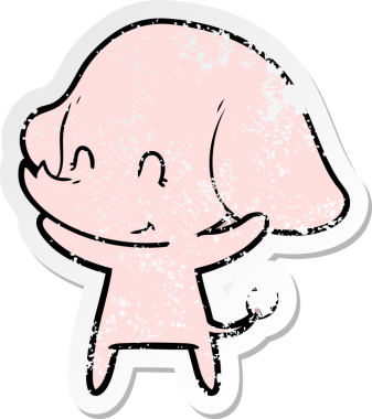 Bir insan tarafından çizilmiş şirin bir filin sıkıntılı çıkartması