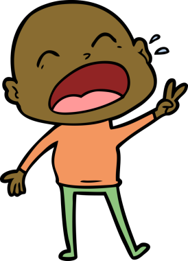 Bir insan tarafından çizilmiş kel adam diye bağıran çizgi film.