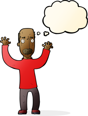 Bir insan tarafından çizilmiş düşünce balonlu kızgın baba çizgi filmi.