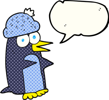 Bir insan tarafından çizilmiş serbest çizilmiş çizgi roman konuşma balonu pengueni.