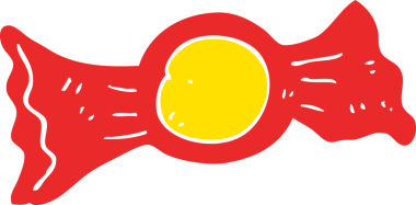 Bir insan tarafından çizilmiş şekerin düz renk çizimi